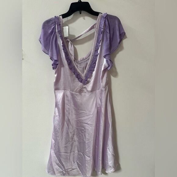 Free People Violet Visions Mini Dress NEW Lavender Purple Sz 10 🌺 - Picture 4 of 5